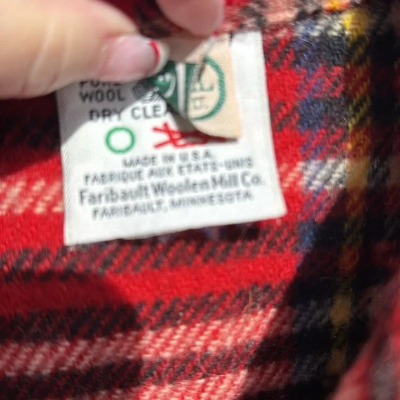 Vintage Plaid wool Fringed Coat Jacket UsA Made Oversized Dolman